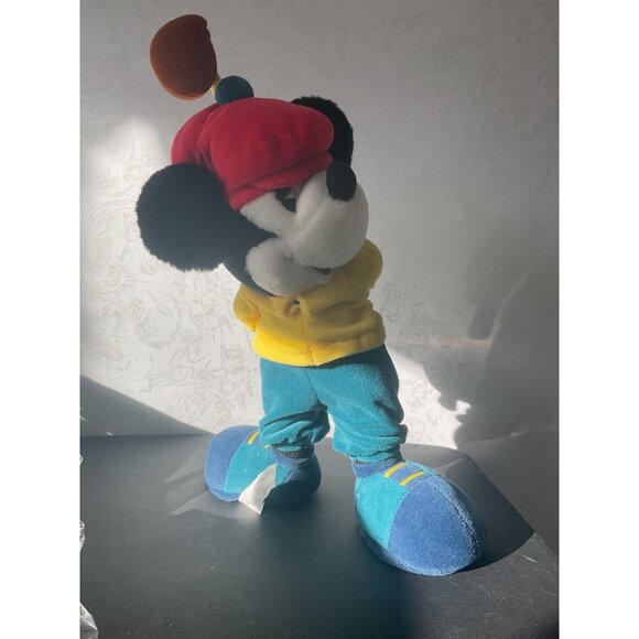 Vintage Disney Mickey Mouse Plush Toy Wearing Red Hat Blue Outfit For Collectors - Picture 2 of 7